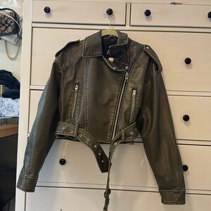 Zara cropped leather jacket
